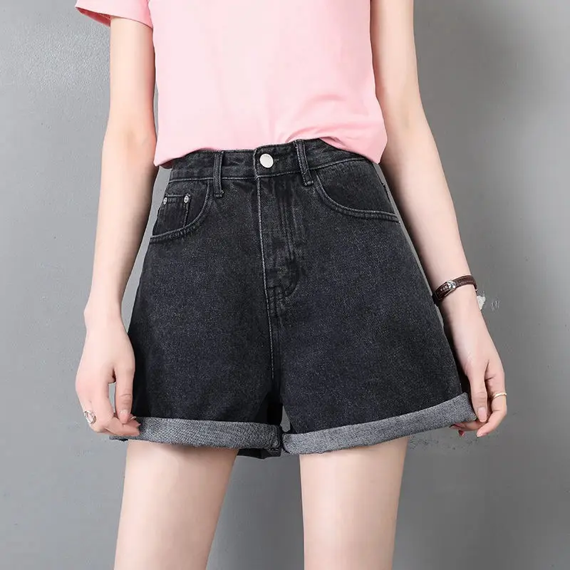 Women Denim Shorts 2024 Summer Loose Slimming Curled