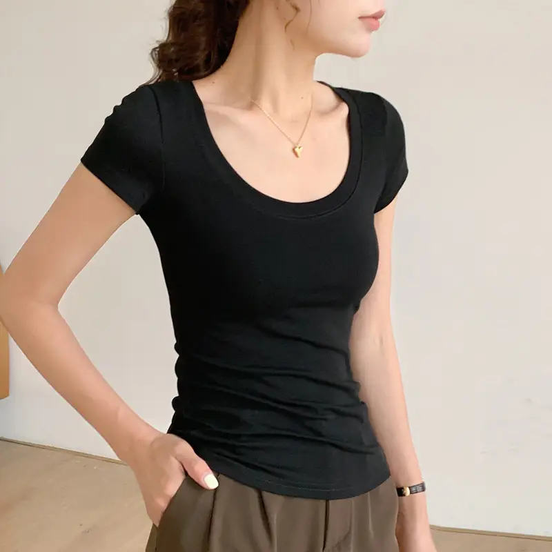 Women Cotton Crewneck T-Shirt Light Blue 2025 - Image 15