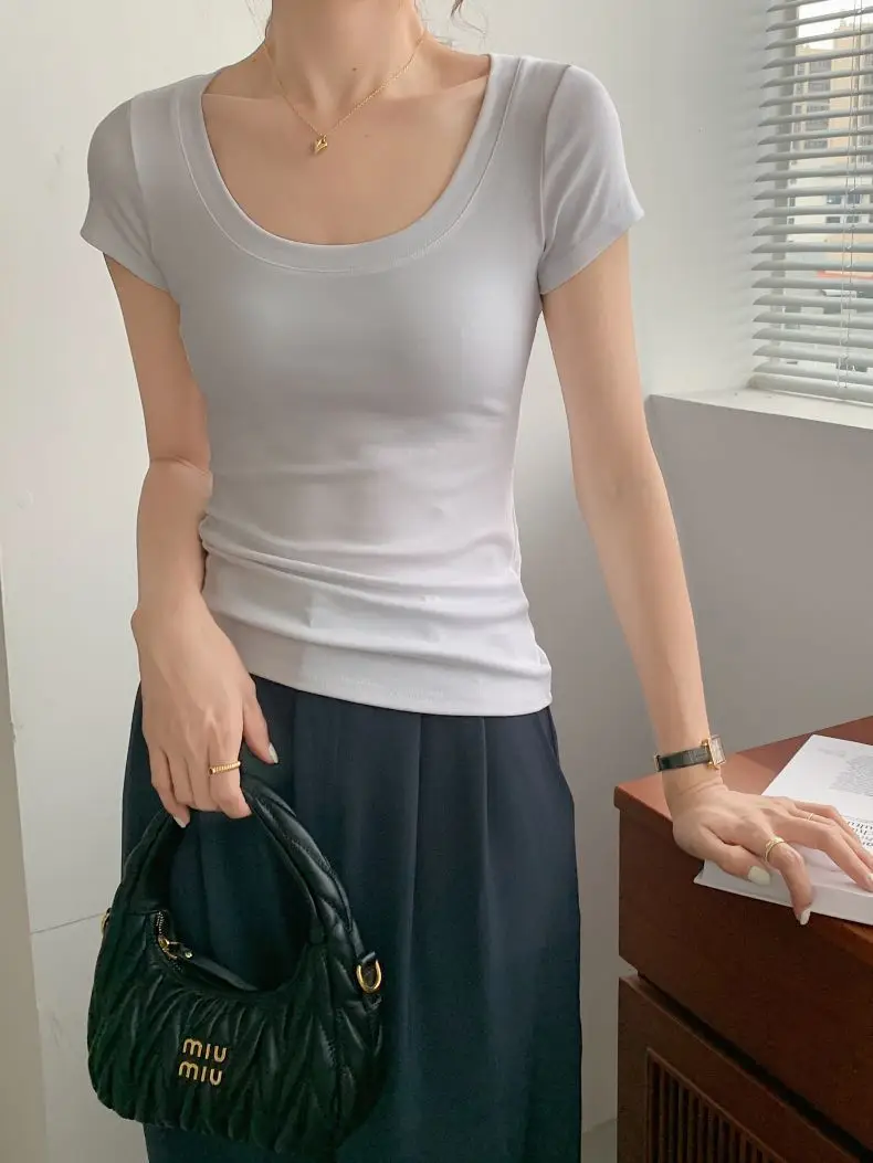 Women Cotton Crewneck T-Shirt Light Blue 2025 — feature 10