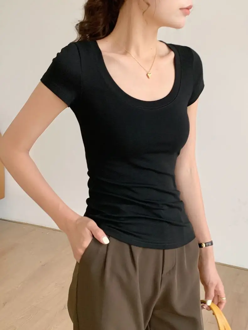 Women Cotton Crewneck T-Shirt Light Blue 2025 — feature 11