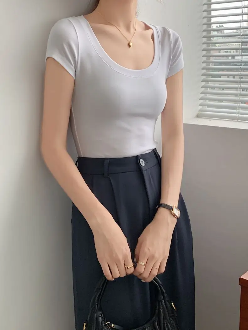 Women Cotton Crewneck T-Shirt Light Blue 2025 — feature 17