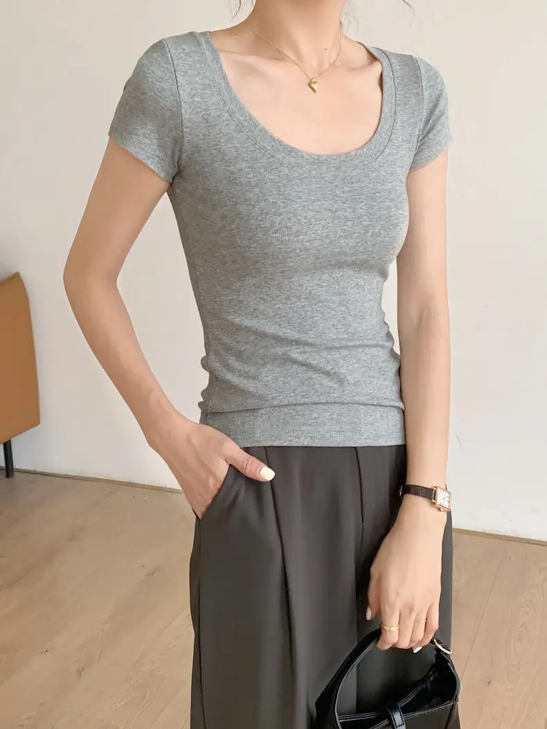 Women Cotton Crewneck T-Shirt Light Blue 2025 — feature 21