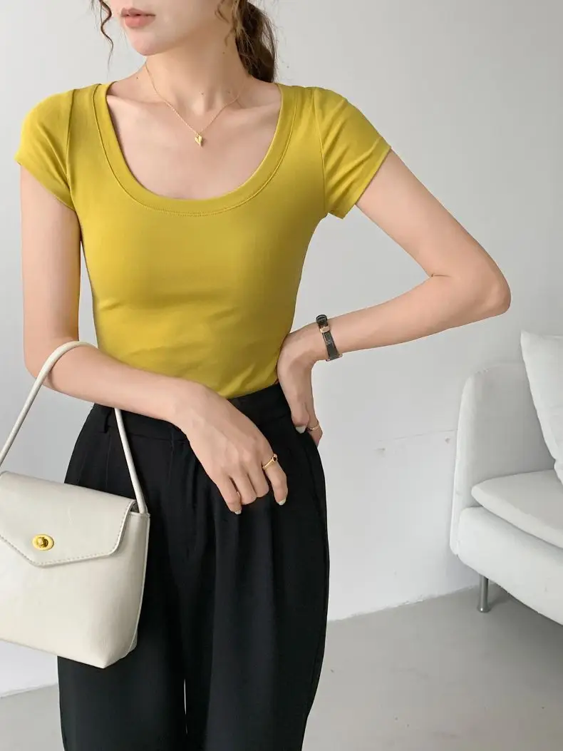 Women Cotton Crewneck T-Shirt Light Blue 2025 — feature 23