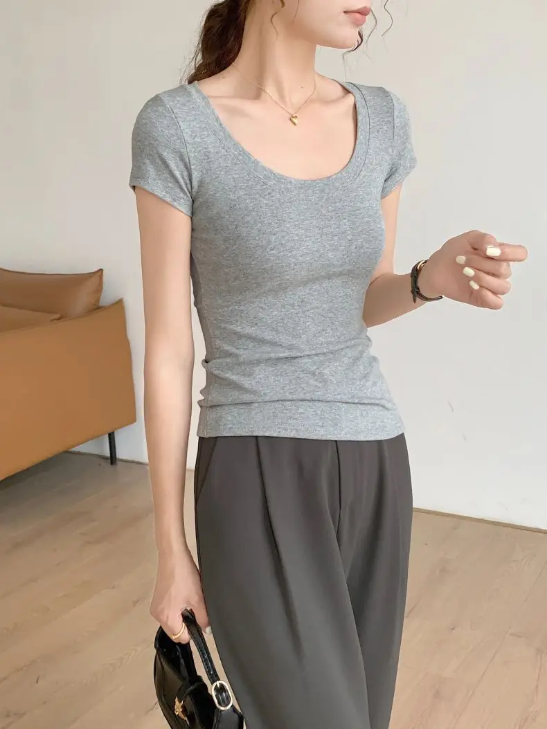 Women Cotton Crewneck T-Shirt Light Blue 2025 — feature 28
