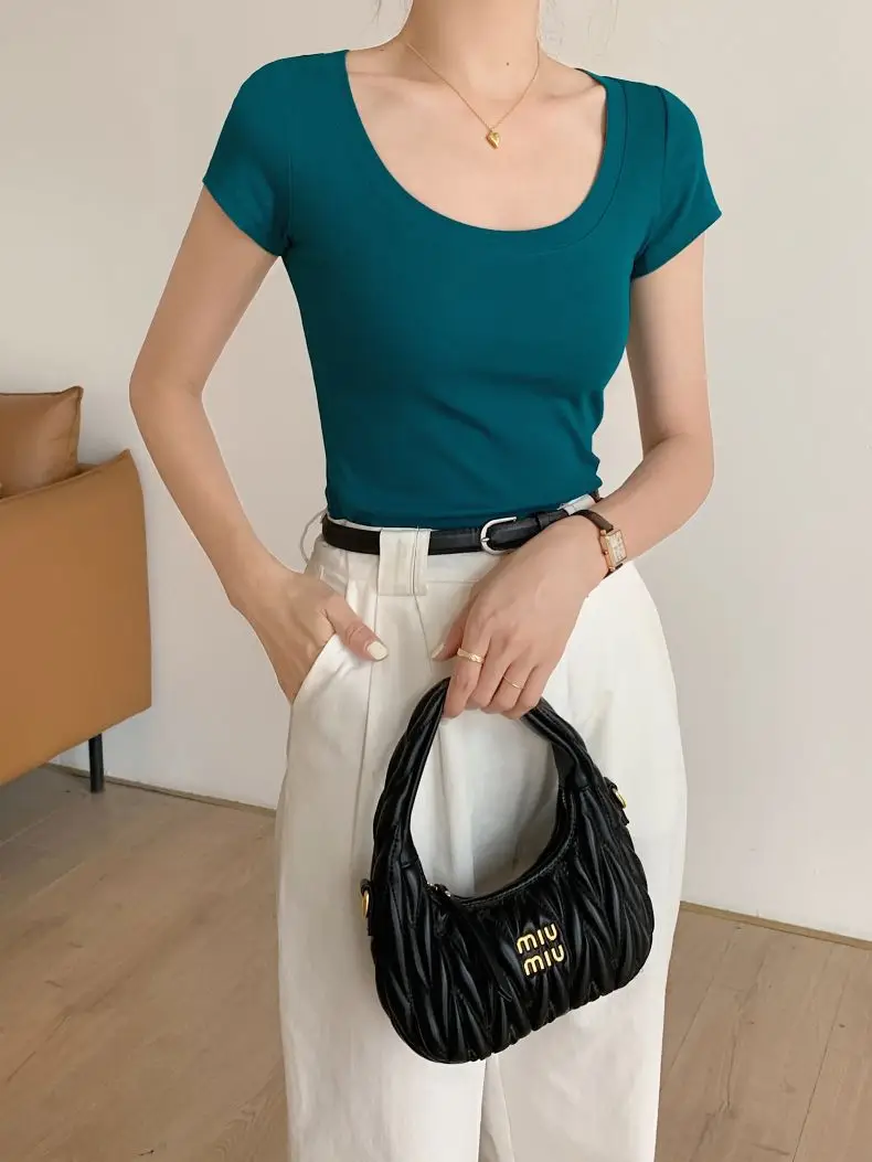 Women Cotton Crewneck T-Shirt Light Blue 2025 — feature 29