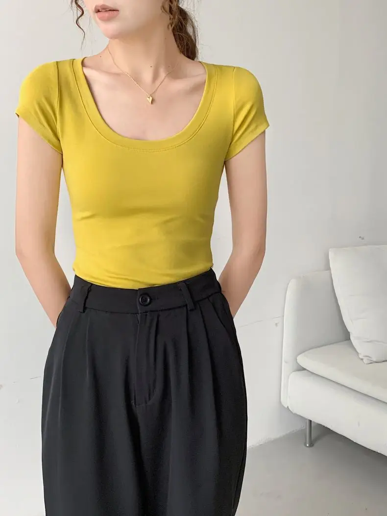 Women Cotton Crewneck T-Shirt Light Blue 2025 — feature 33