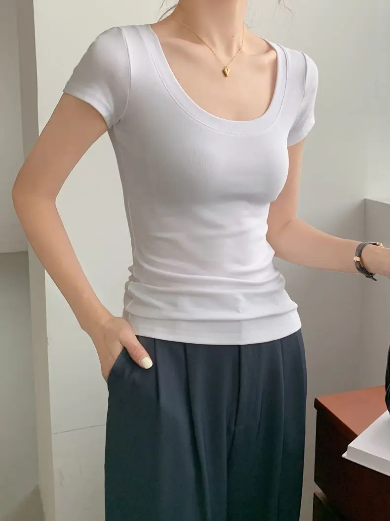 Women Cotton Crewneck T-Shirt Light Blue 2025 — feature 34