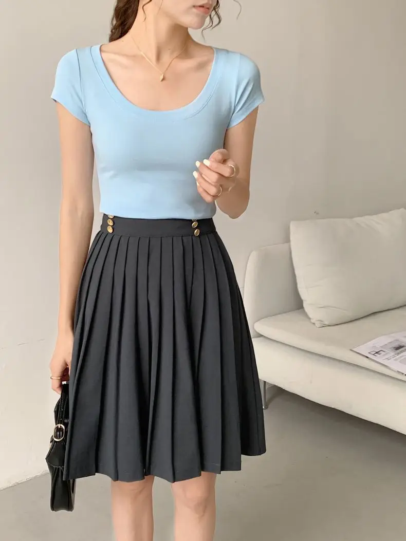 Women Cotton Crewneck T-Shirt Light Blue 2025 — feature 6