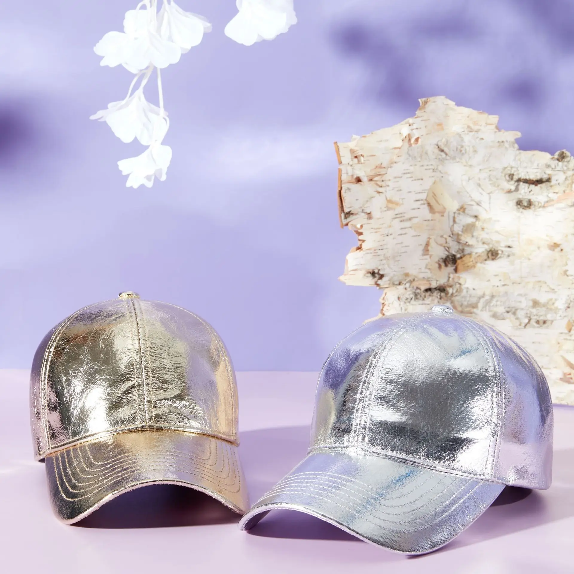 Silver Metal Glitter Baseball Cap for Men Women Summer - Image 4