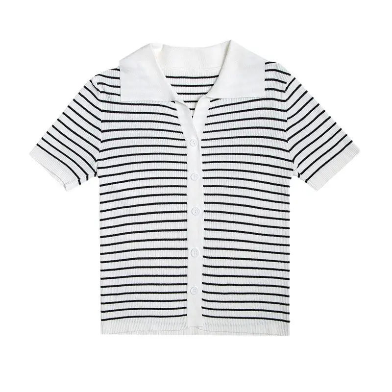 Women Striped Ice Silk Top Summer Top - Image 10