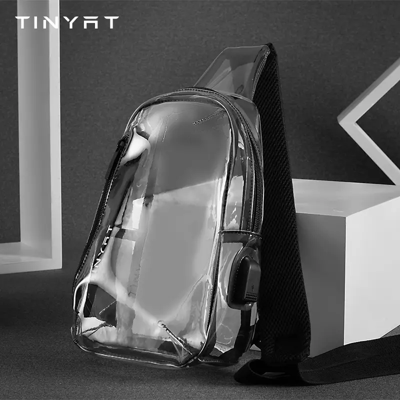 Transparent Waterproof PVC Crossbody Bag with USB Charging