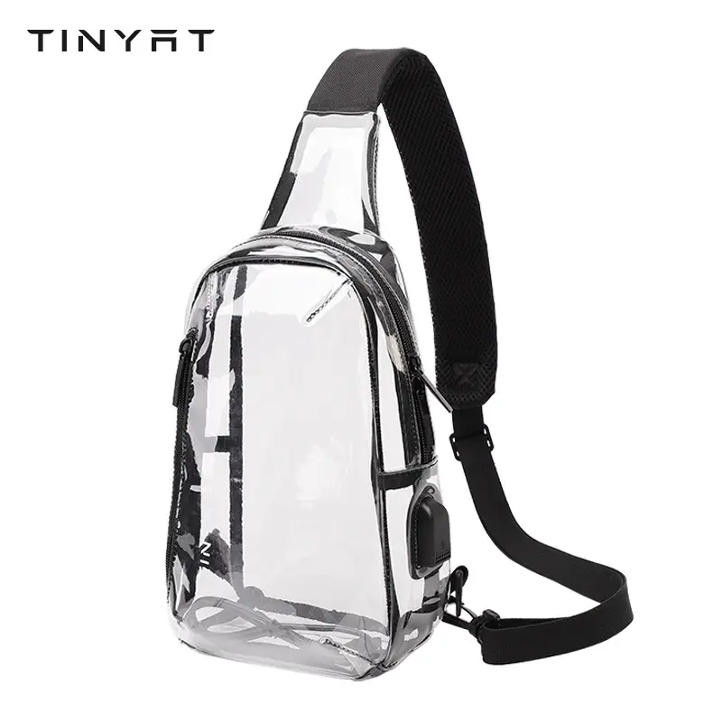 Transparent Waterproof PVC Crossbody Bag with USB Charging