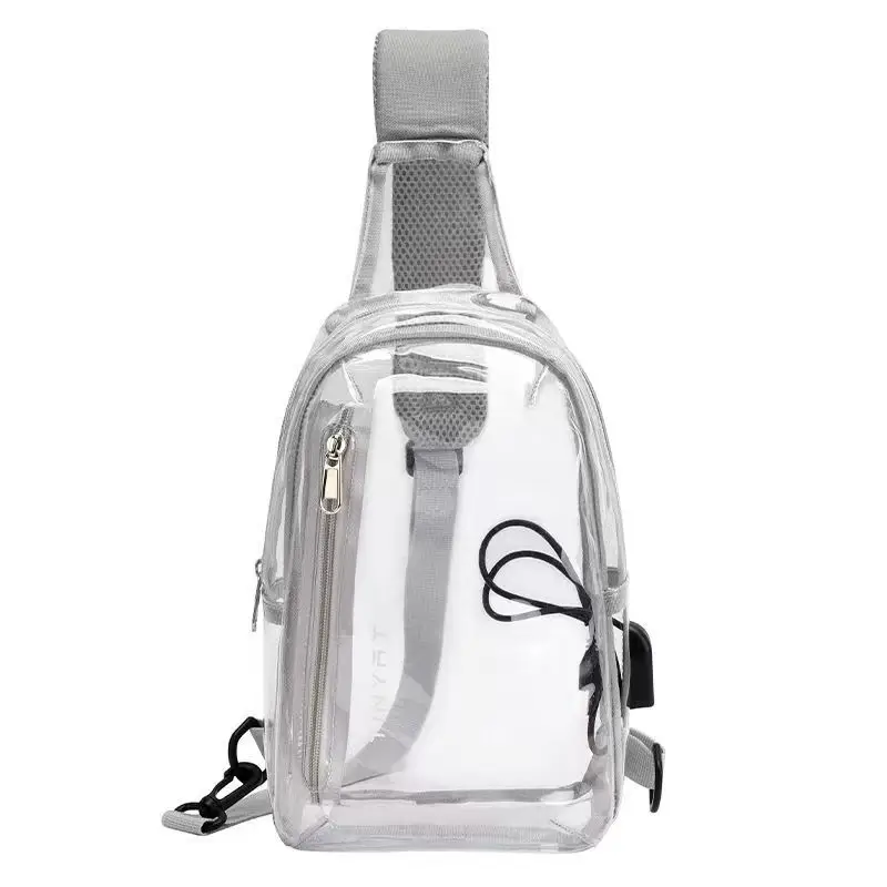 Transparent Waterproof PVC Crossbody Bag with USB Charging