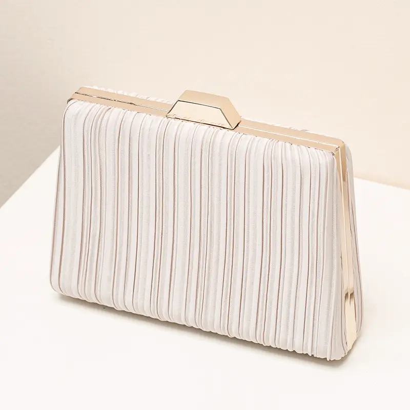 Light Blue Ruffled Gold Clutch for Women - Image 8