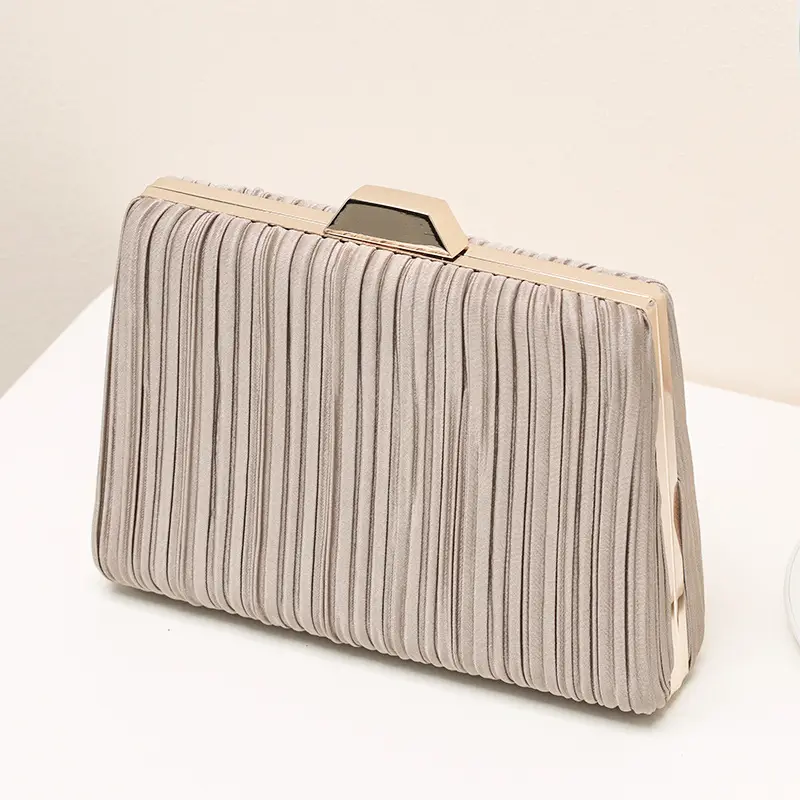 Light Blue Ruffled Gold Clutch for Women - Image 9