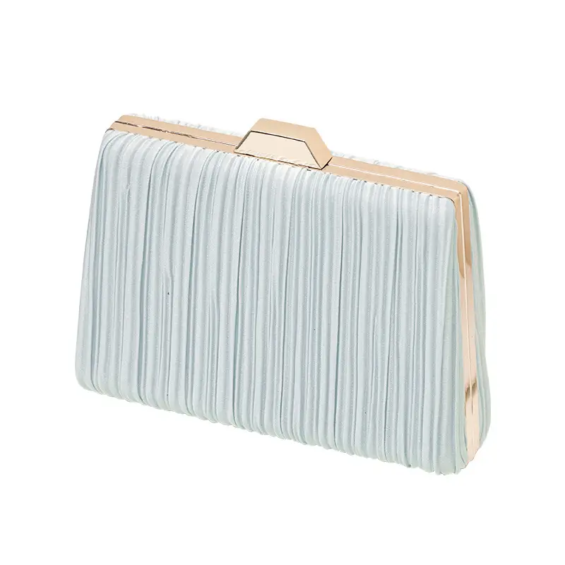 Light Blue Ruffled Gold Clutch for Women - Image 10