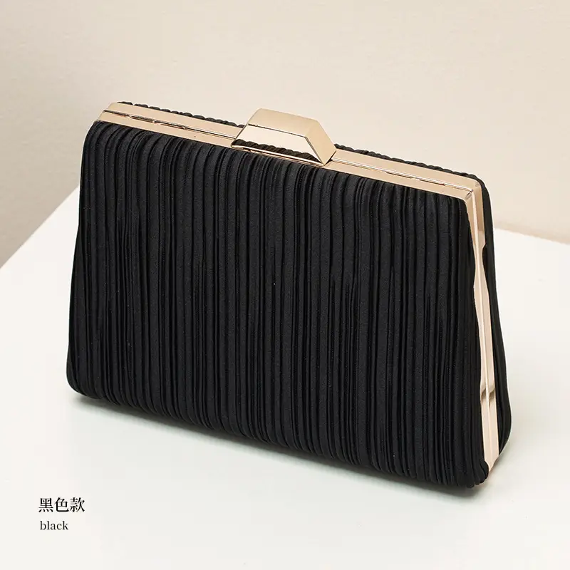 Light Blue Ruffled Gold Clutch for Women - Image 3