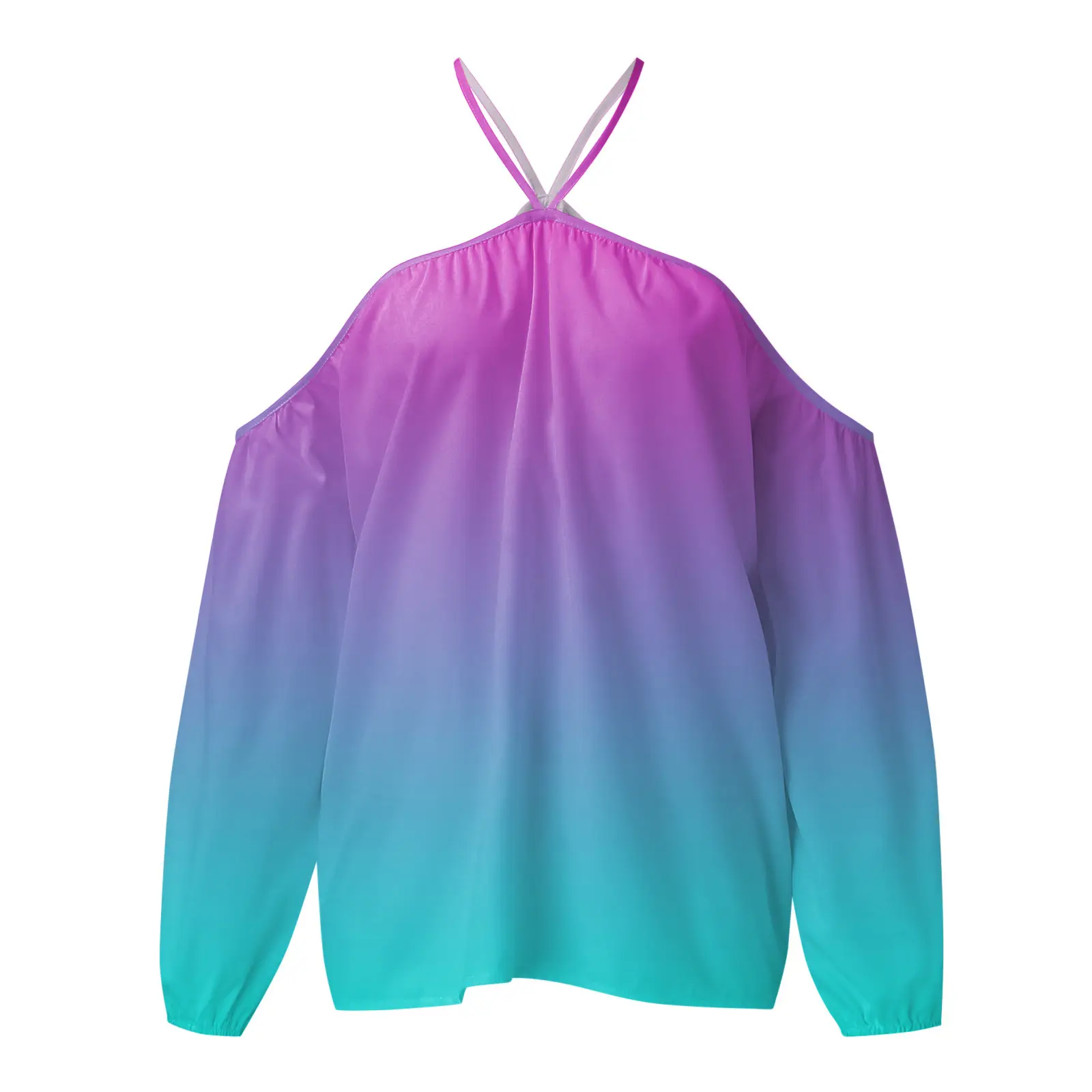 Purple Floral Halter Neck Off Shoulder Top — feature 14