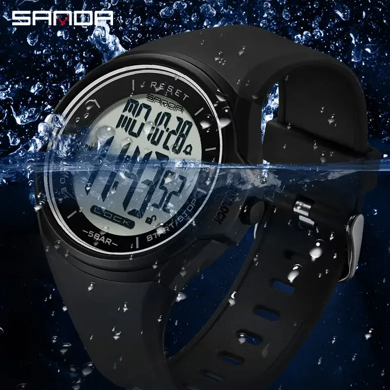 Sanda Smart Touch Screen Watch Black Green Digital Display - Image 5