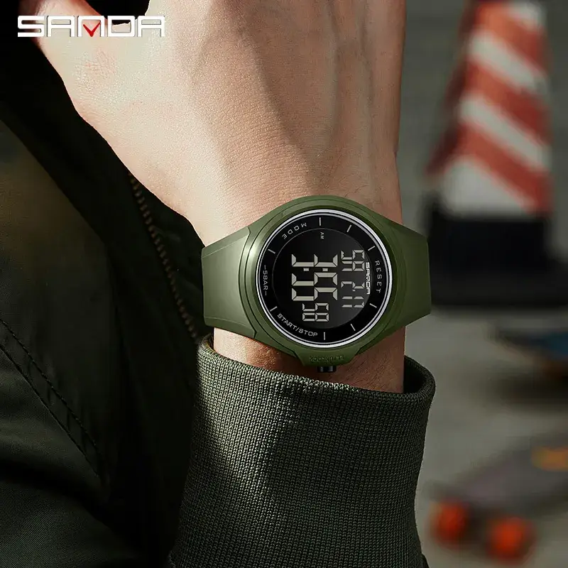 Sanda Smart Touch Screen Watch Black Green Digital Display - Image 6