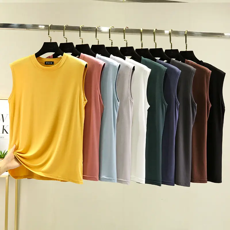 Women's White Sleeveless T-Shirt Vest Summer Loose Fit — feature 15