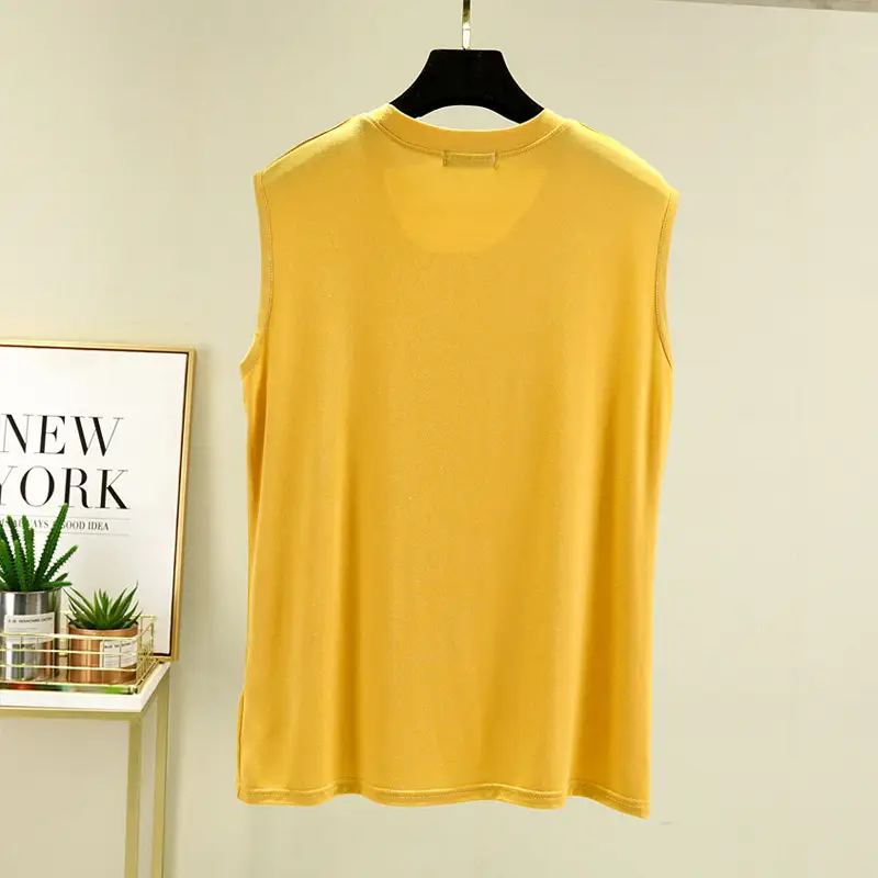 Women's White Sleeveless T-Shirt Vest Summer Loose Fit — feature 26