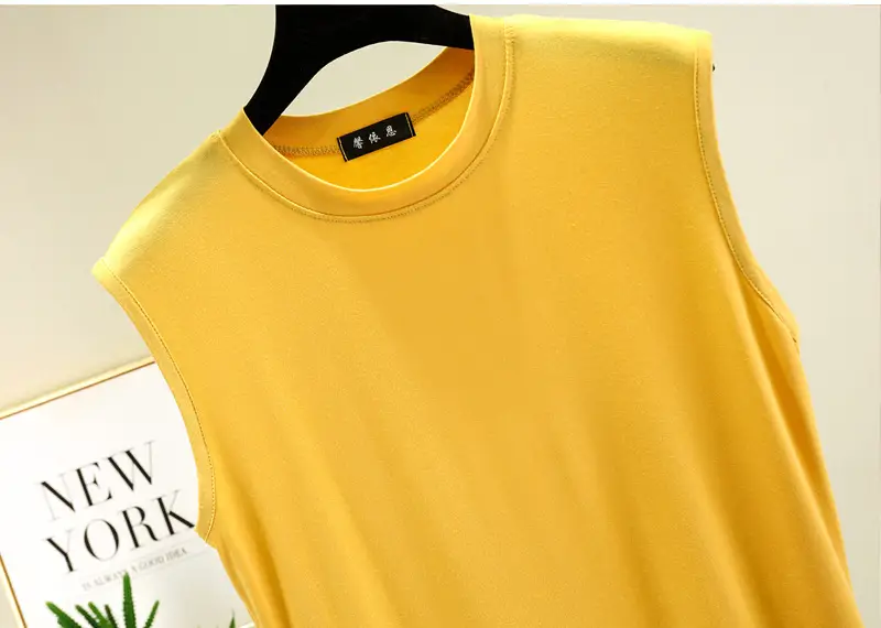 Women's White Sleeveless T-Shirt Vest Summer Loose Fit — feature 27