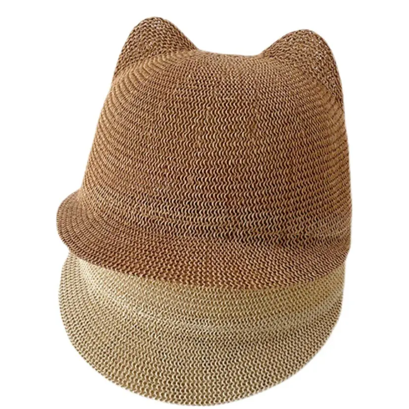 Children's Straw Bear Peaked Hat 1-2Yr Sun Hat