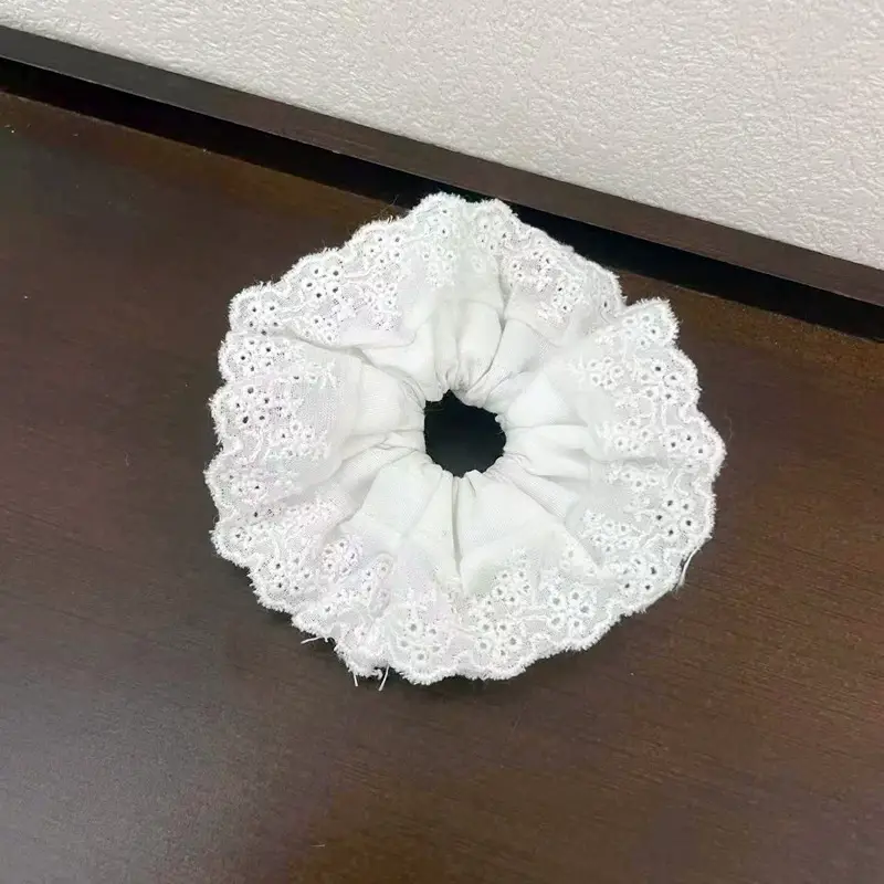Lace Hair Ring with Double Lace Design Black White - Image 39