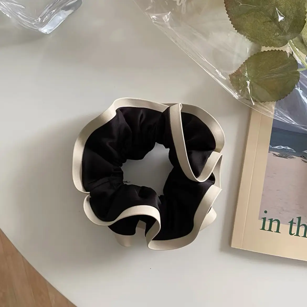 Lace Hair Ring with Double Lace Design Black White - Image 42