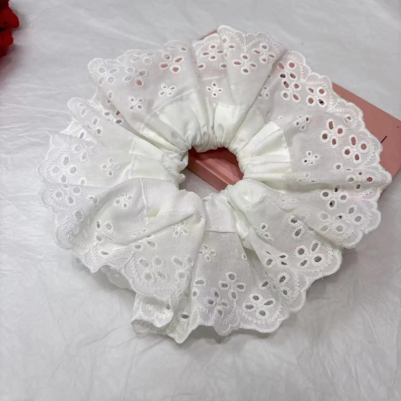 Lace Hair Ring with Double Lace Design Black White - Image 25