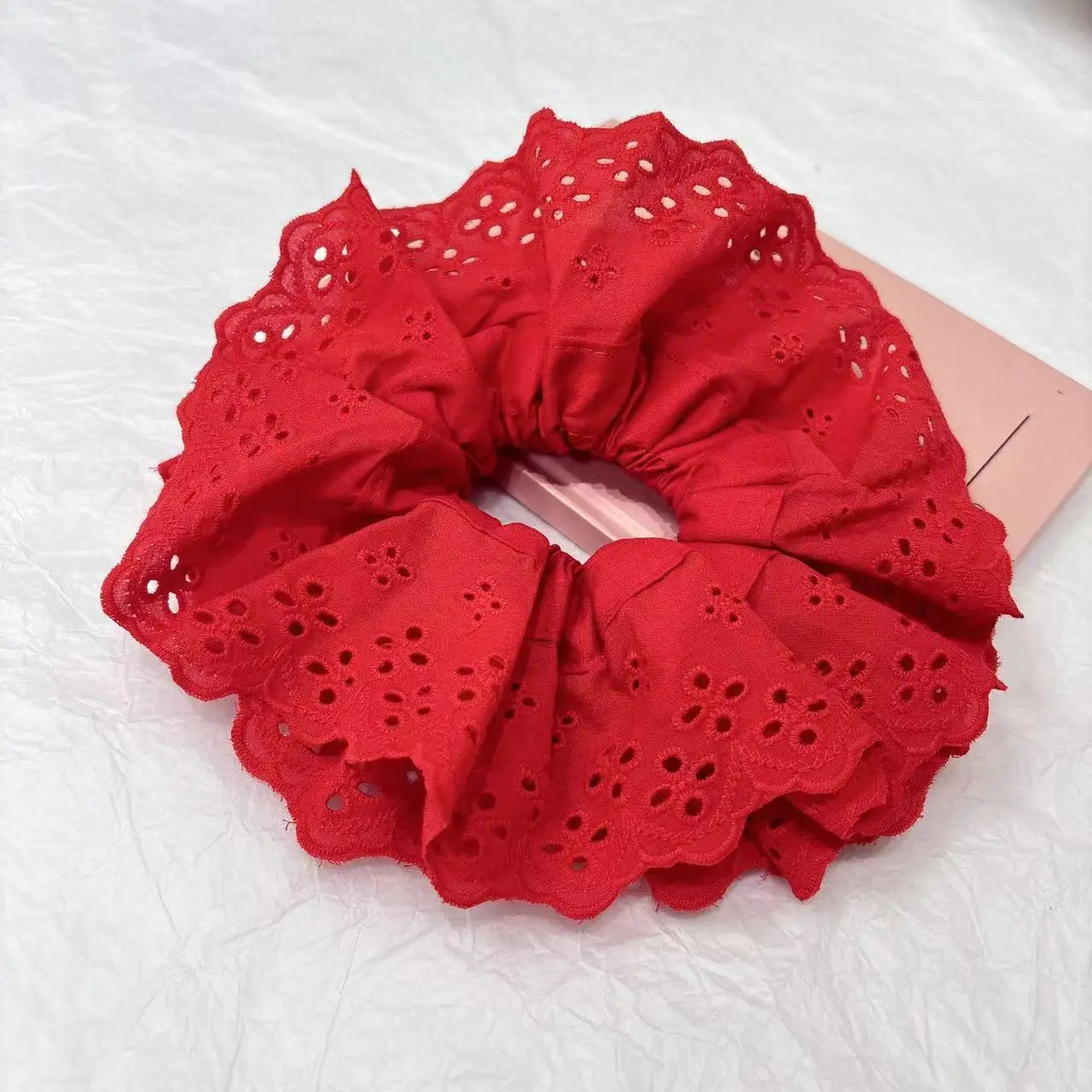 Lace Hair Ring with Double Lace Design Black White - Image 28