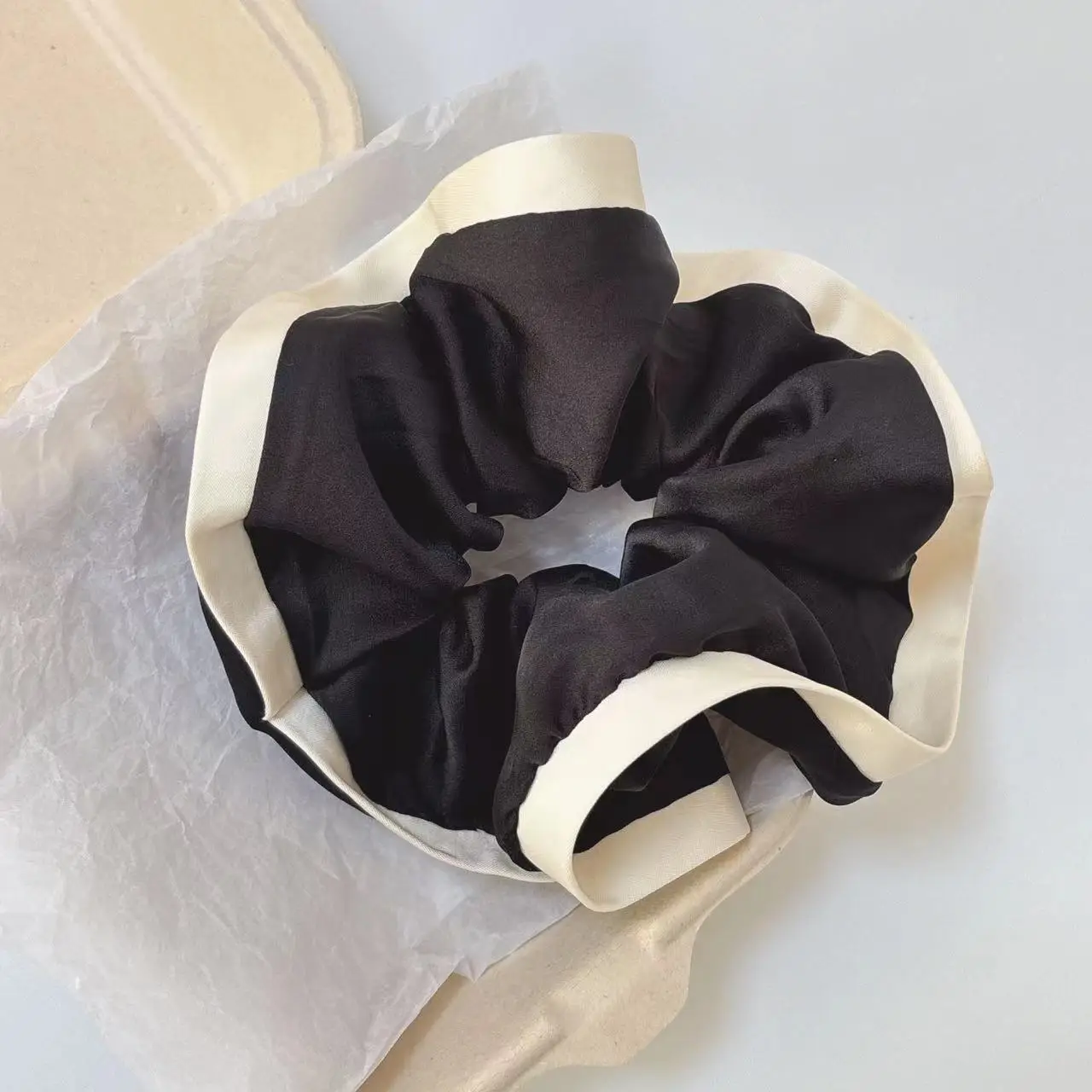 Lace Hair Ring with Double Lace Design Black White - Image 33