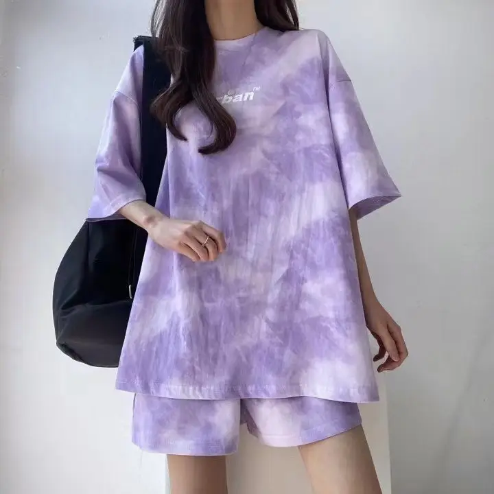 Women's Green Tie-Dye 2Pc Summer Sports Casual Suit - Image 7