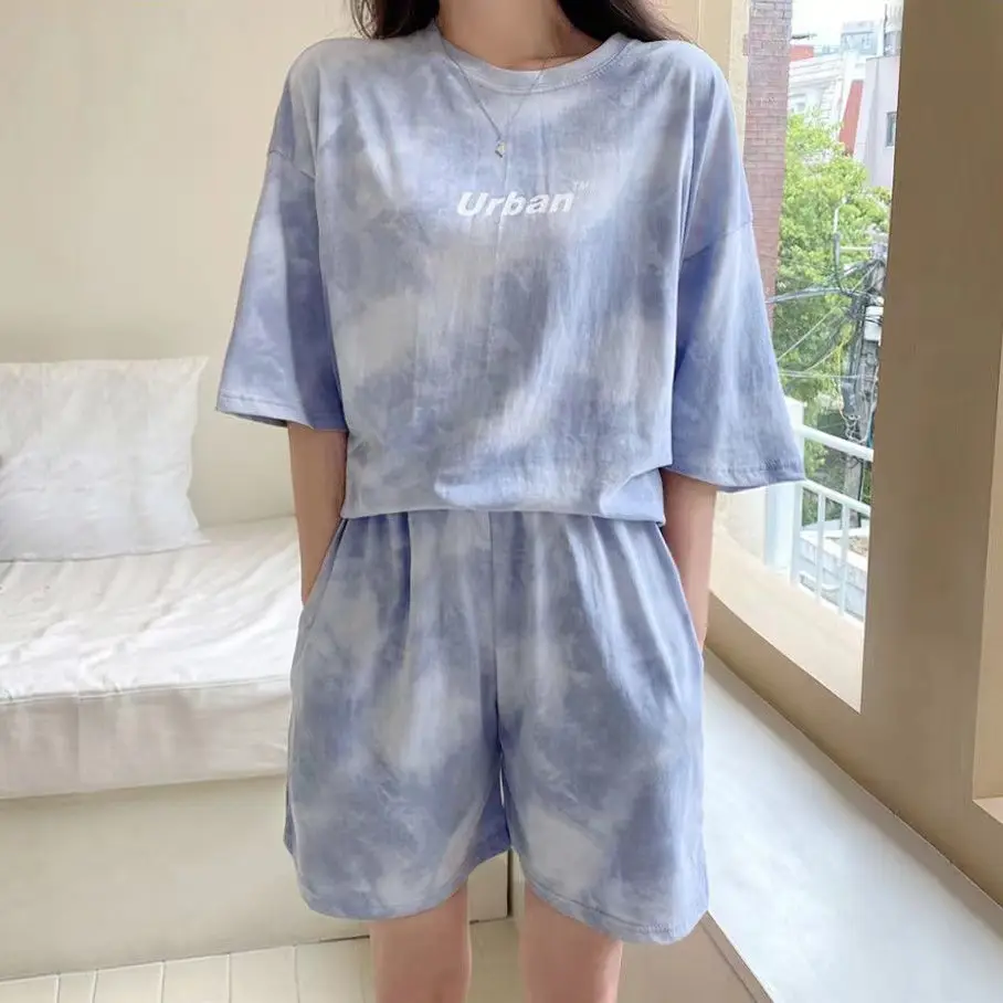 Women's Green Tie-Dye 2Pc Summer Sports Casual Suit - Image 8