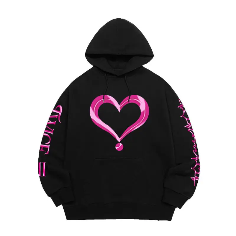 Black Heart Print Hoodie for Men Women 4TH WORLD TOUR - Image 3