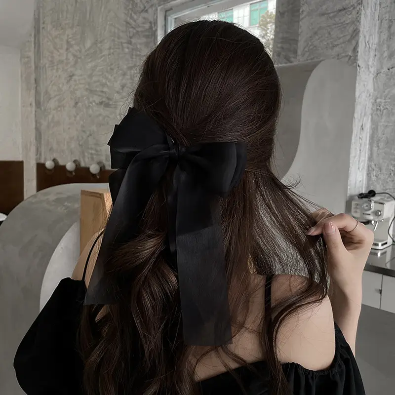 Women's Black Bow Hair Clip Back Clip Hairpin - Image 7