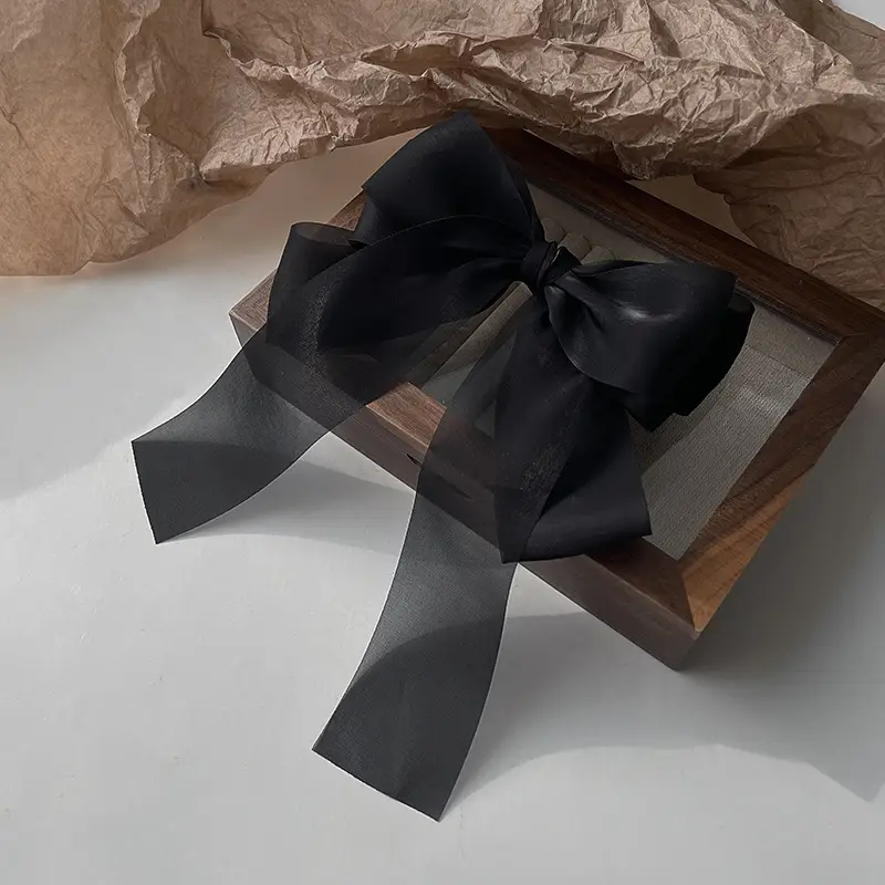 Women's Black Bow Hair Clip Back Clip Hairpin - Image 2