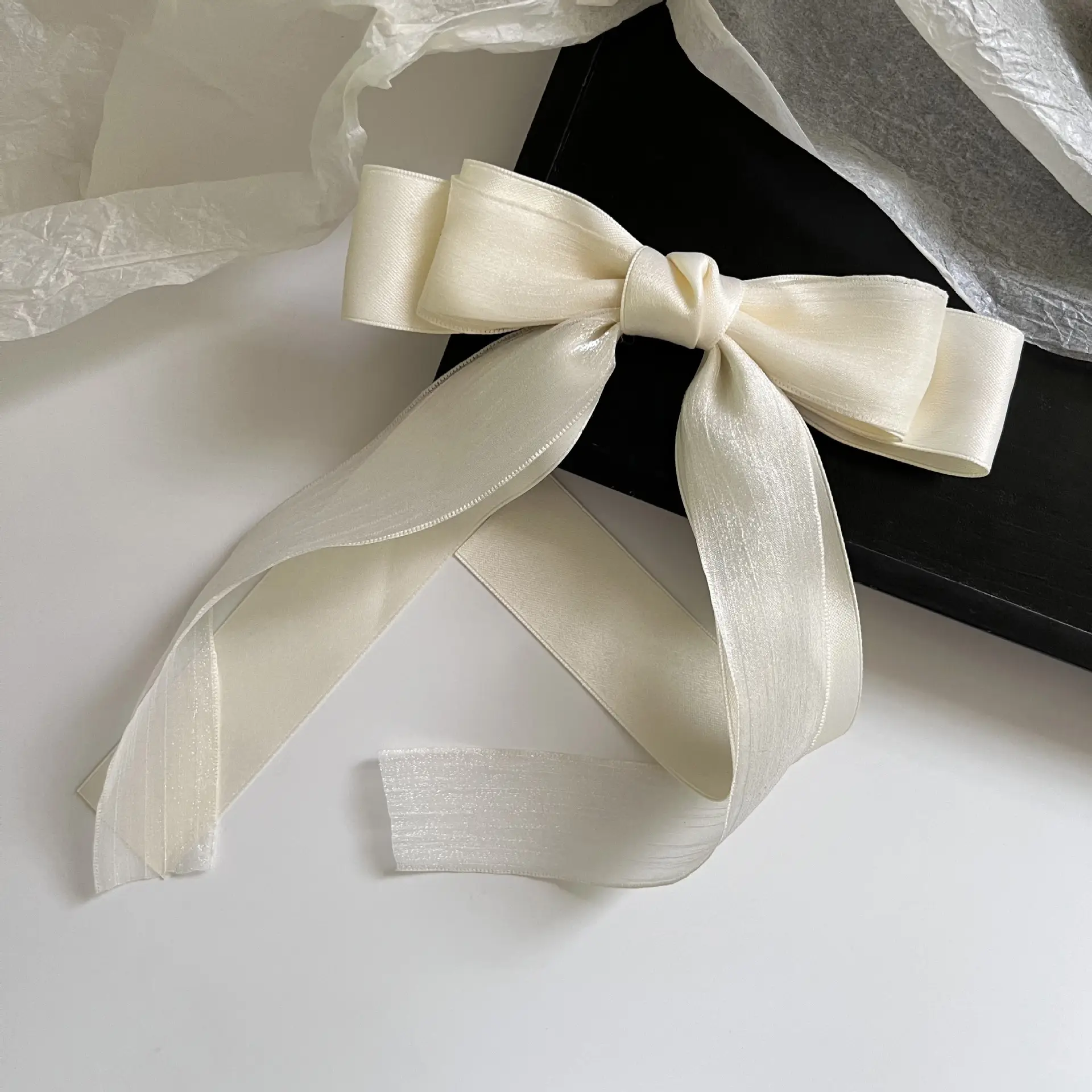 Women's Black Bow Hair Clip Back Clip Hairpin - Image 4