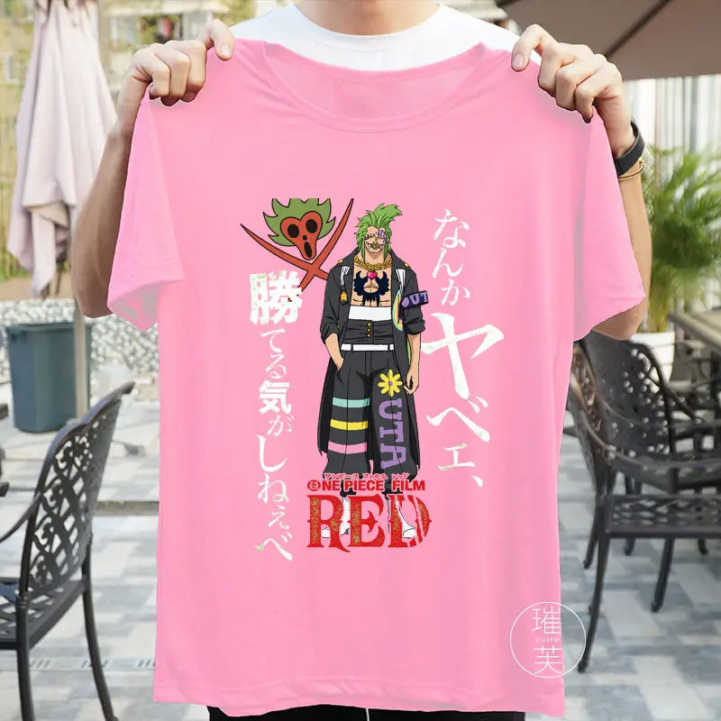Anime T-shirt Red Graphic Short Sleeve Top