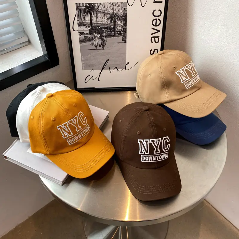 NYC Downtown Embroidered Baseball Cap Tan Women