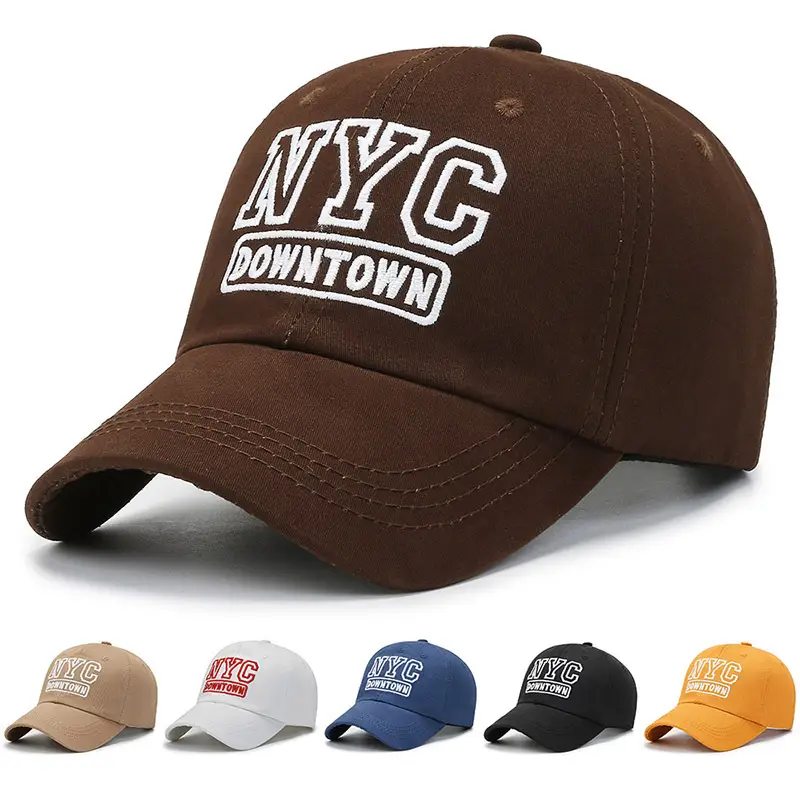 NYC Downtown Embroidered Baseball Cap Tan Women