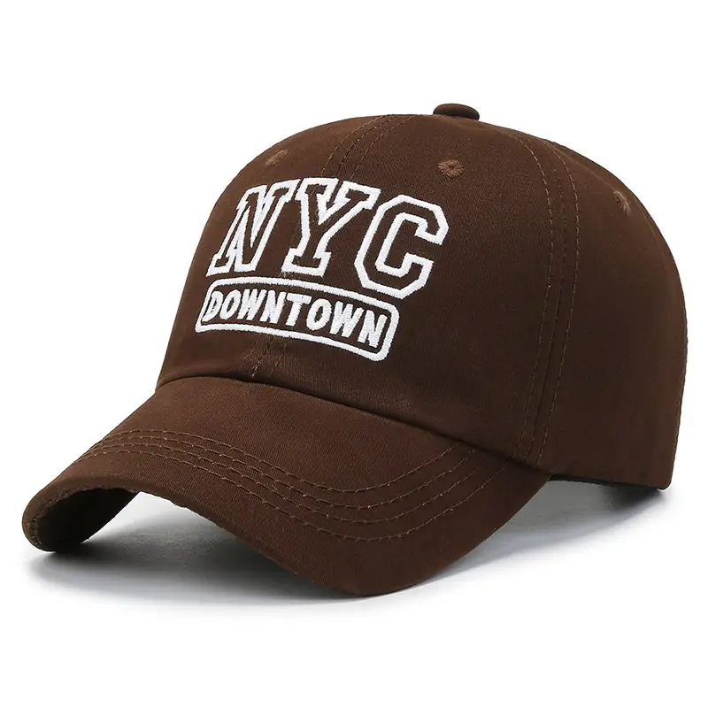 NYC Downtown Embroidered Baseball Cap Tan Women