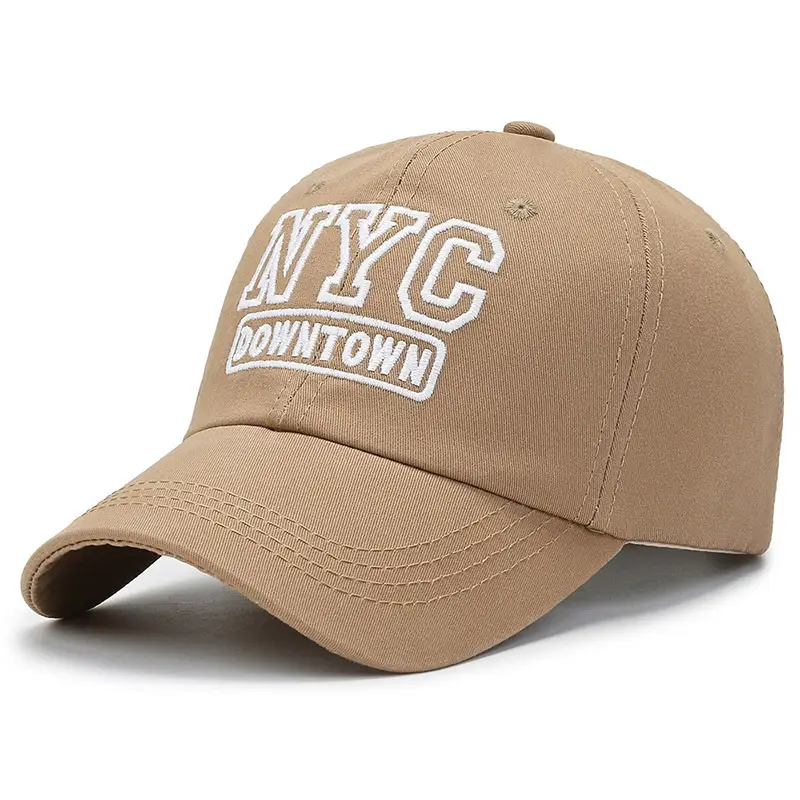 NYC Downtown Embroidered Baseball Cap Tan Women