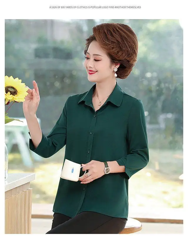 2024 Women Shirts with 3Q Sleeve Collar Red Green — feature 10