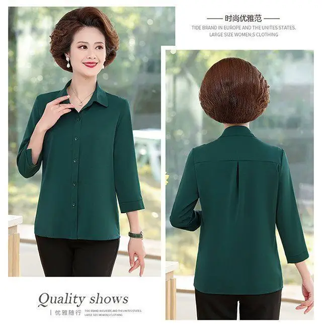 2024 Women Shirts with 3Q Sleeve Collar Red Green — feature 11