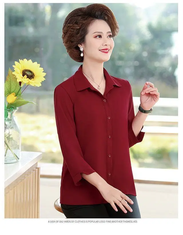 2024 Women Shirts with 3Q Sleeve Collar Red Green — feature 7