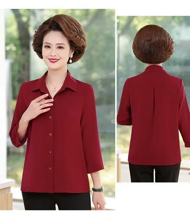 2024 Women Shirts with 3Q Sleeve Collar Red Green — feature 8