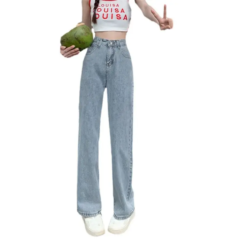 Women's Creamy White Wide Leg Jeans Autumn Loose Fit - Image 7
