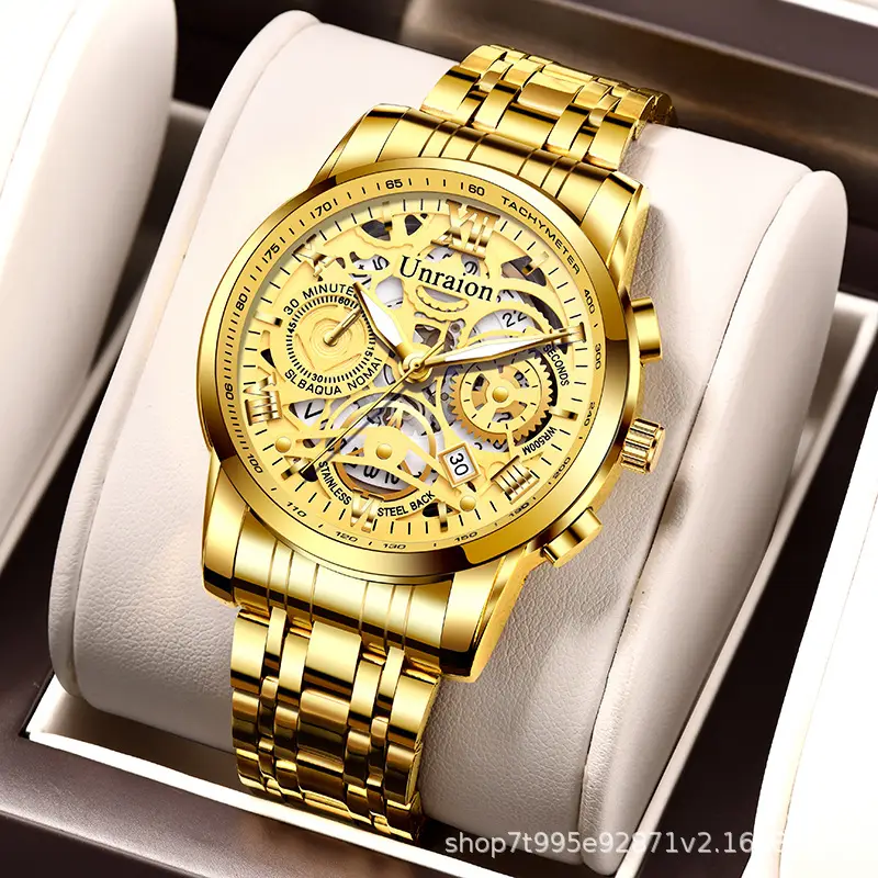 Cross-border Foreign Trade Automatic Hollow Mechanical Watch Men's Watch Men's Waterproof Fashionable Luminous Calendar Business TikTok